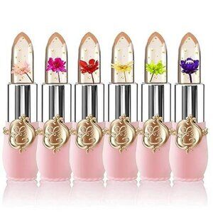 6 Pcs/Set Flower Jelly Lipstick Set Temperature Change Moisturizer